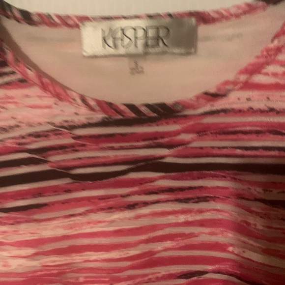 Sleeveless KASPER top.  Black & pink stripes - Picture 2 of 2
